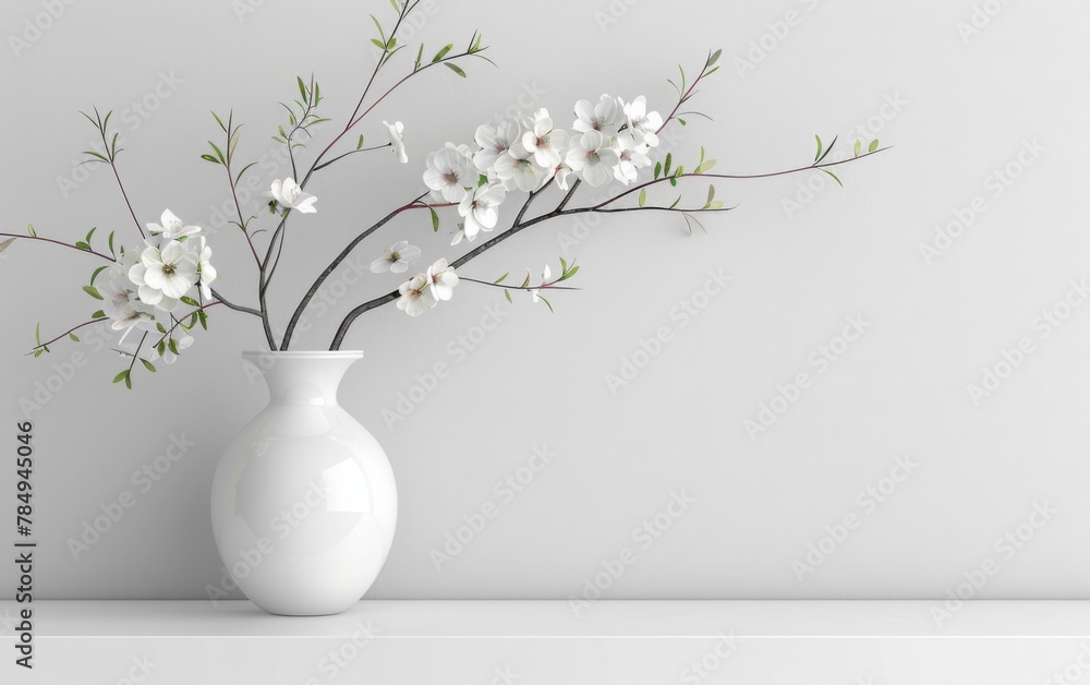 Houseplant with copy space on white wooden floor background. Interior and Nature decoration concept. 3D illustration rendering Houseplant with copy space on white wooden floor background. Interior and Nature decoration concept. 3D illustration rendering