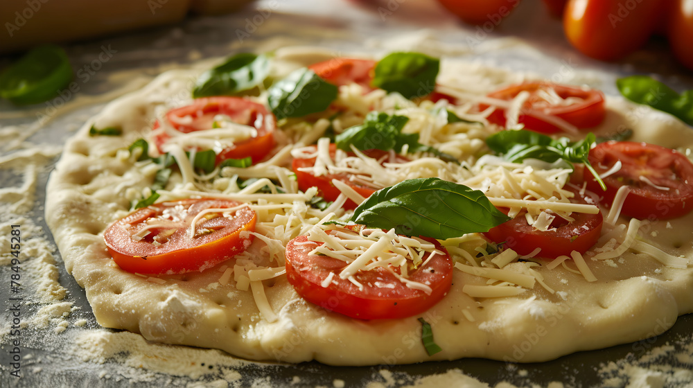 Healthy No-Flour Pizza Dough Preparation with Fresh Ingredients on a Kitchen Countertop
