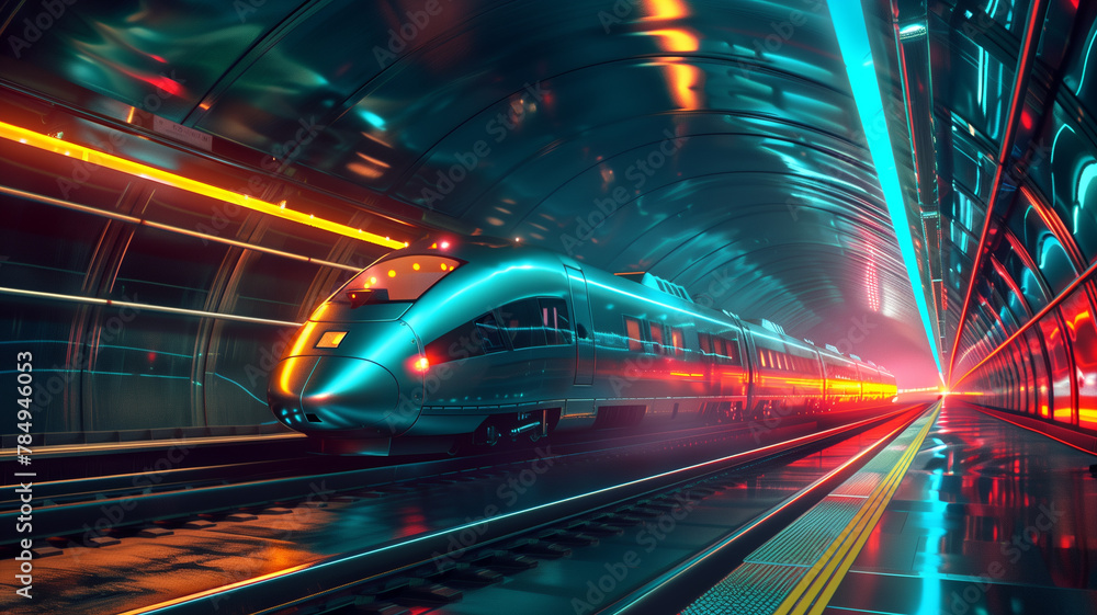 Underground Train Station with Futuristic Lighting Underground Train Station with Futuristic Lighting
