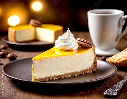 Cheesecake with cream and cookies 