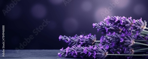 Lavender Flowers Bundle Isolated on a Dark Background with Copy Text Space. Generative AI