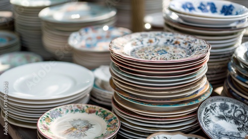 Vintage Treasures Sustainable Dishes at Second-Hand Market