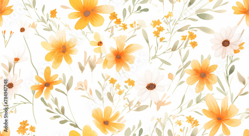 Watercolor flowers pattern