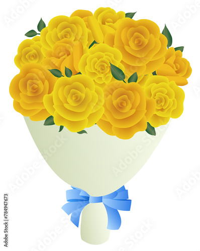 黄色いバラの花束　イラスト