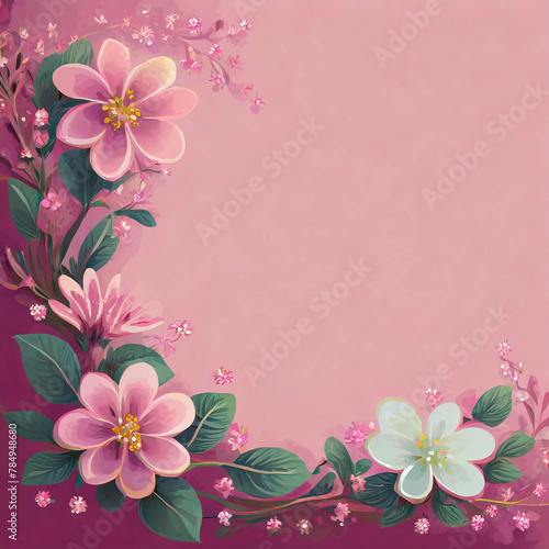 pink background with flowers