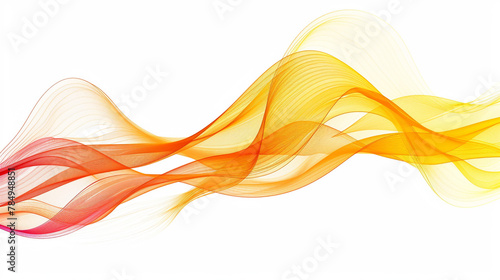 Spectrum gradient wave lines in lively shades of yellow-orange, signifying energy and innovation in technology and science, isolated on a white background.