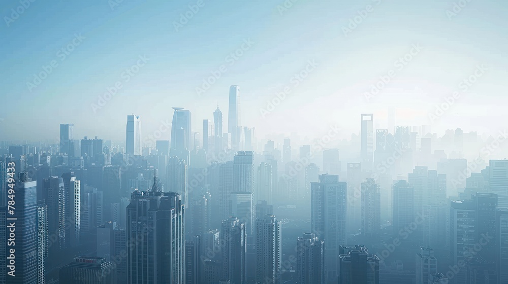 Fototapeta premium city skyline with skyscrapers housing financial institutions and stock exchanges, symbolizing the global economy.