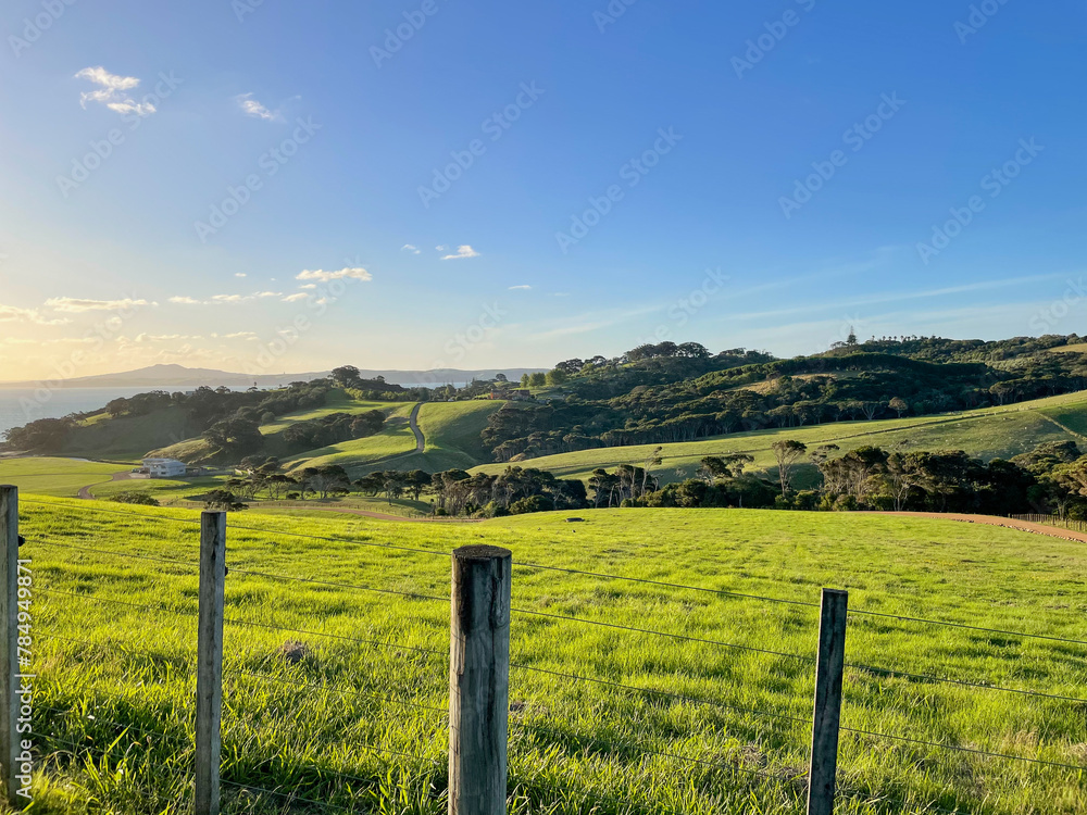 Fototapeta premium landscape with fence and sky