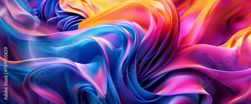 Experience the beauty of fluidity with this AI-generated image. The background features abstract colorful wave patterns  where twisted colored waves ebb and flow in a captivating dance of motion.