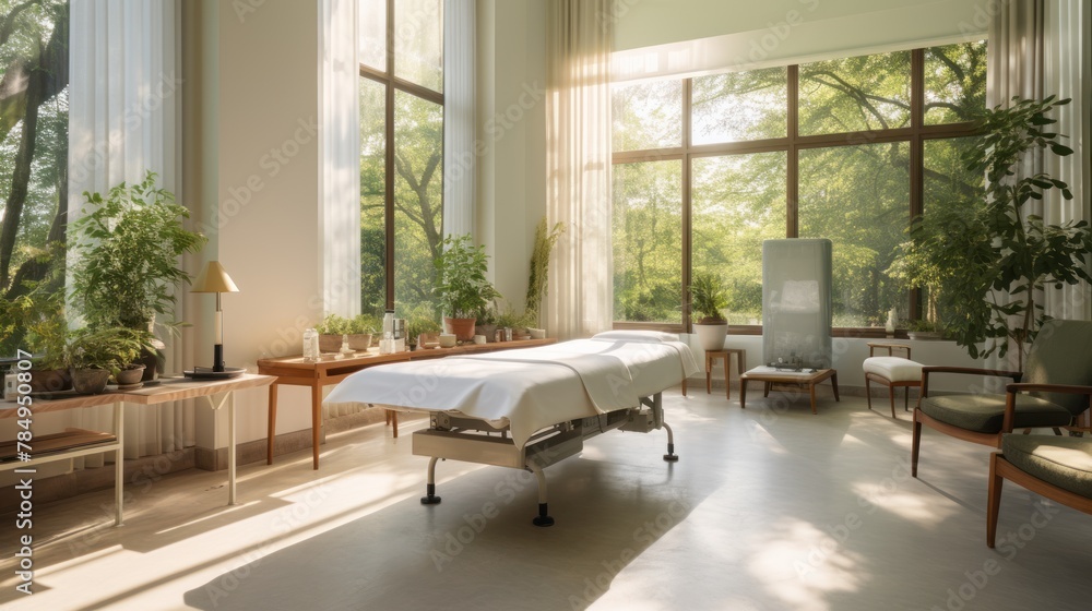 Fototapeta premium clinic, where a patient undergoes a healing therapy administered by a skilled practitioner 
