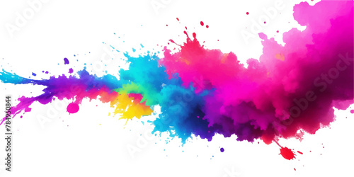 Bright colorful watercolor splash splatter stain brush strokes on white background. Modern vibrant aquarelle spot. Aquarelle explosion on white. Element. Vector watercolor illustration isolated design