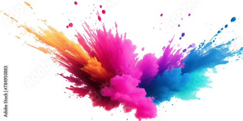 Bright colorful watercolor splash splatter stain brush strokes on white background. Modern vibrant aquarelle spot. Aquarelle explosion on white. Element. Vector watercolor illustration isolated design