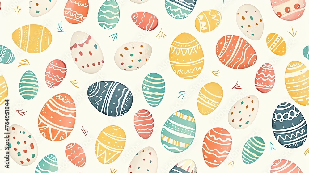 Playful Charm Hand-Drawn Easter Eggs Seamless Pattern Playful Charm Hand-Drawn Easter Eggs Seamless Pattern
