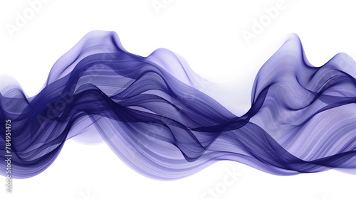 Smooth flowing wave lines in vibrant indigo hues, representing creativity and progress in technology and science, isolated on a white background.