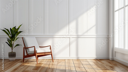 Wallpaper Mural Minimalist Scandinavian-Style Room with Chair and Plant Torontodigital.ca