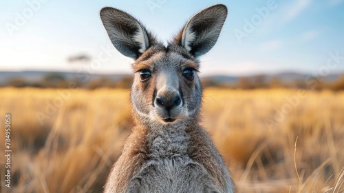 Majestic Kangaroo. A Kangaroo Poses Regally in the Vast Outback Landscape, Exuding Strength and Grace.