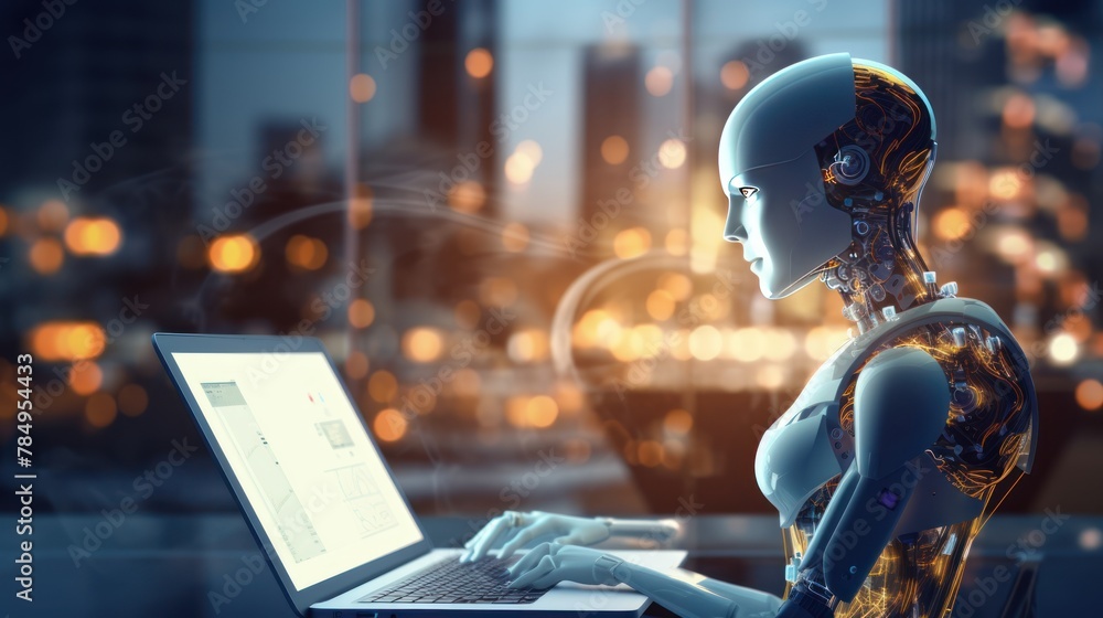 Fototapeta premium AI-powered chatbot providing customer support and assistance on a company's website or social media platforms,