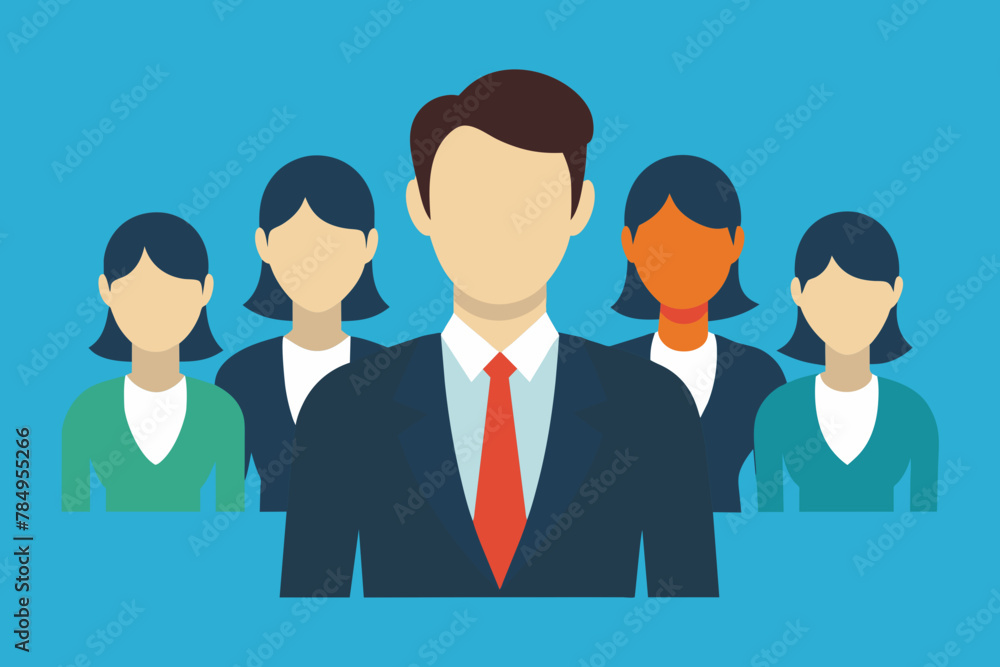 Vector art of Successful leader and his team. Business vector illustration.
Vector art of Successful leader and his team. Business vector illustration.