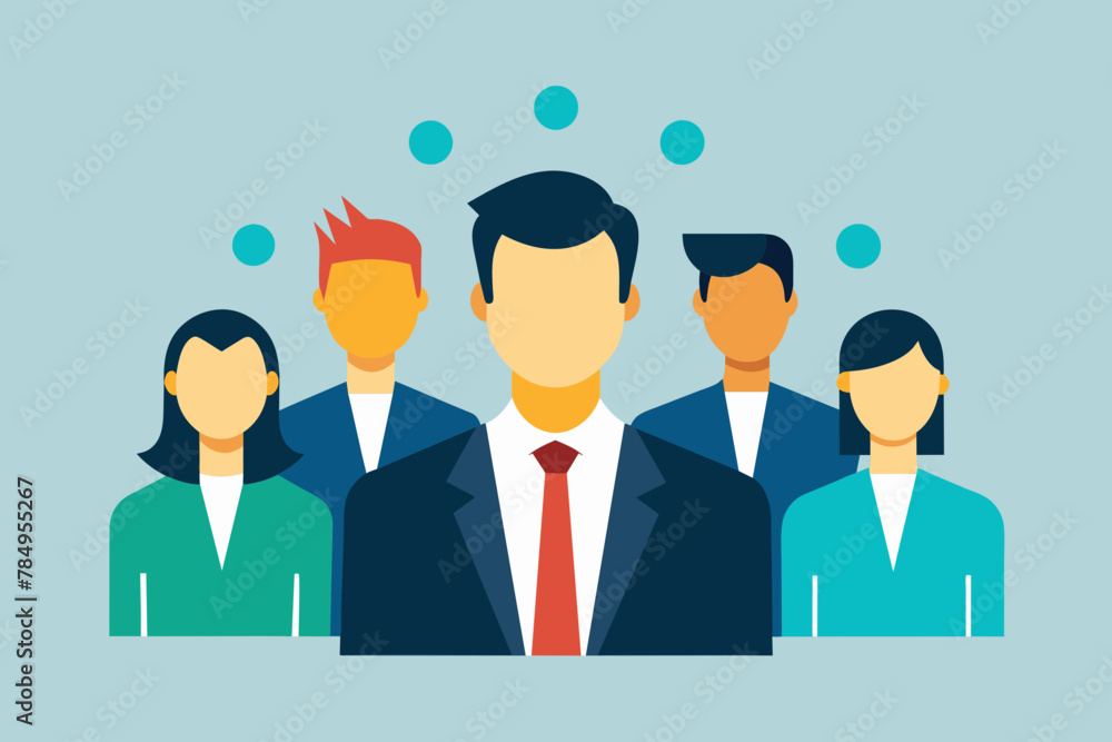 Vector art of Successful leader and his team. Business vector illustration.
Vector art of Successful leader and his team. Business vector illustration.