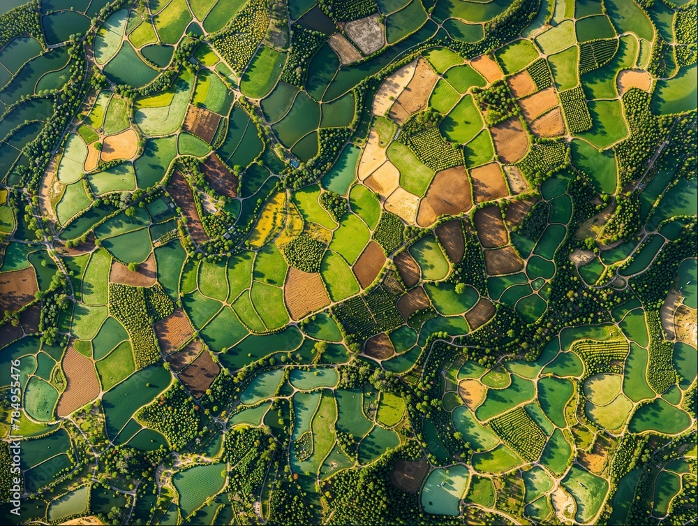 Aerial view of beautiful fields 