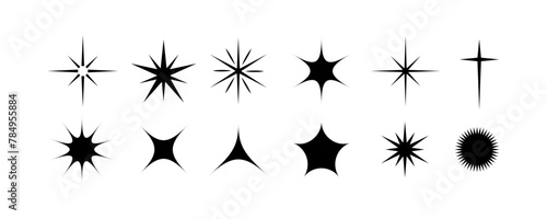 Stars and Sparkles icon set , Twinkle Shine Effect Sign vector illustration on white background 