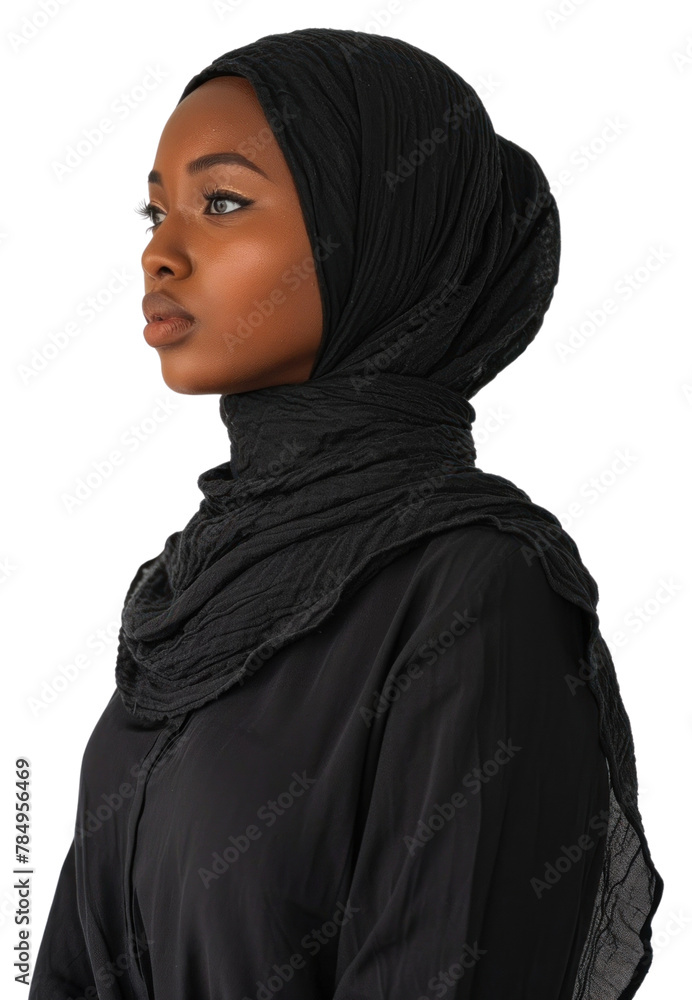 PNG A Muslim woman looks ahead with determination portrait scarf adult PNG A Muslim woman looks ahead with determination portrait scarf adult