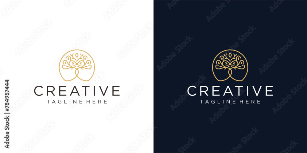 Nature logo with simple golden tree concept Nature logo with simple golden tree concept
