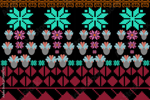Abstract ethnic geometric pattern design for background or wallpaper.
Figure tribal embroidery. Indian, Scandinavian, Gypsy, Mexican, folk pattern.