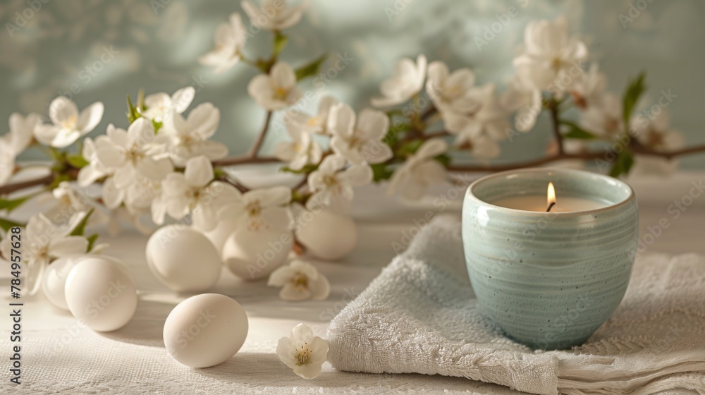 Zen and pastels a soothing collection of spa items mingled with Easter dcor