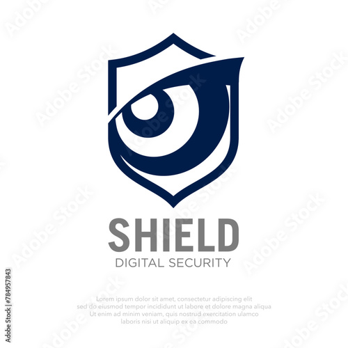Eye and Shield Logo. Security logo. Suitable for digital security company modern logo.