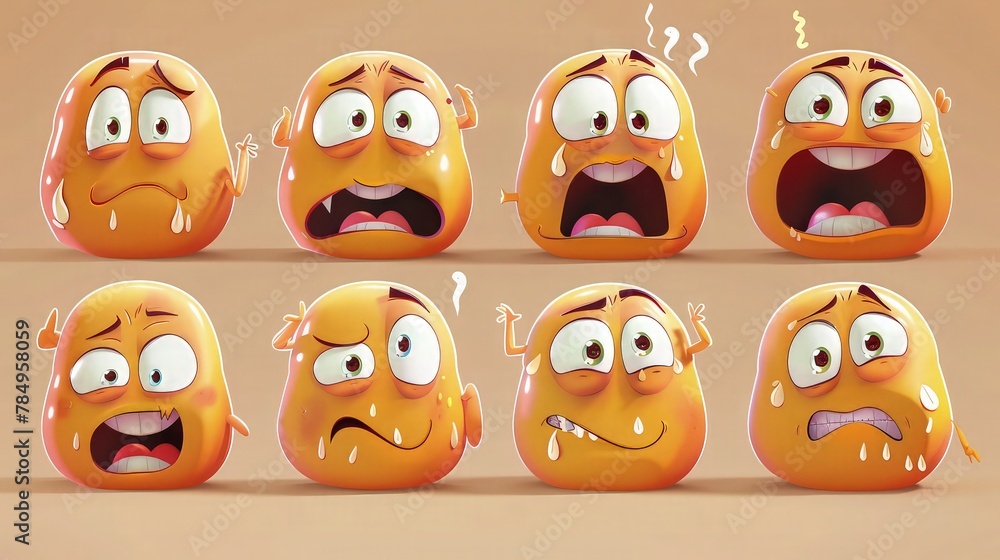 A collection of funny cartoon monsters with varied shapes and sizes, featuring humorous facial expressions and outlandish features. A collection of funny cartoon monsters with varied shapes and sizes, featuring humorous facial expressions and outlandish features.