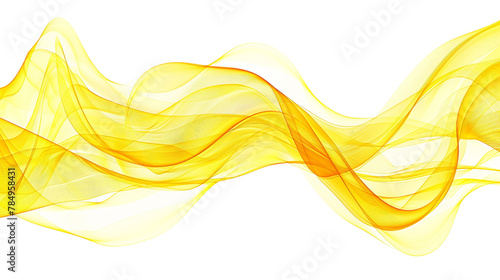 Dynamic wave lines with a gradient of bright yellow, symbolizing vitality and innovation in digital communication and technology, isolated on a white background.