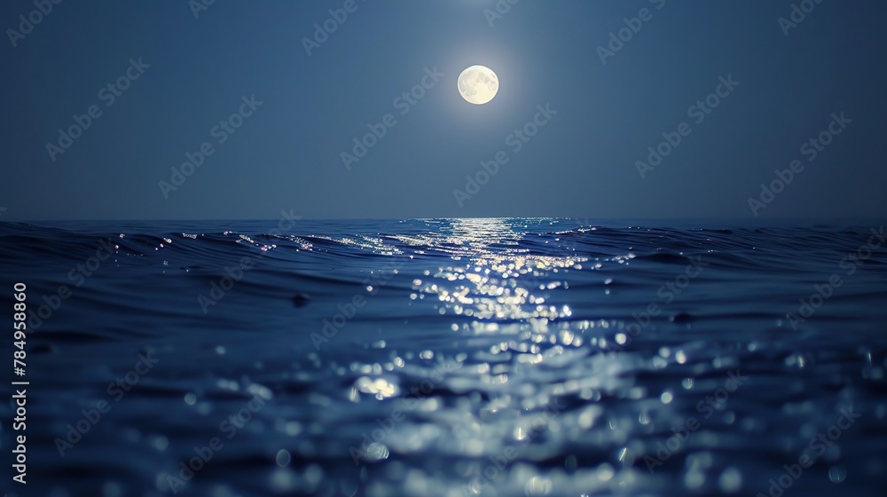 Moonbeam reflections, gentle sea, close-up, eye-level, tranquil night, bokeh water lights Moonbeam reflections, gentle sea, close-up, eye-level, tranquil night, bokeh water lights