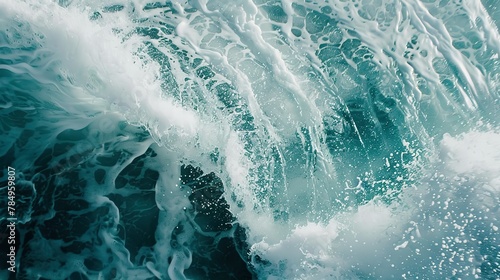 Breaking wave, close-up, eye-level view, ocean's strength, crystal clear, high speed