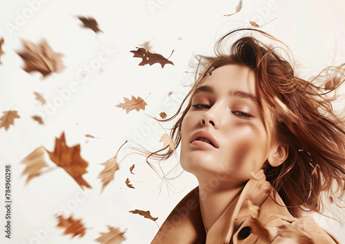 Autumn, women, fashion pictorials, loneliness, and foliage photo