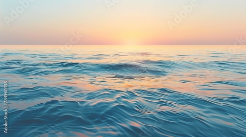 Sunrise hues  ocean s canvas  close-up  straight-on angle  pastel skies  calm waters