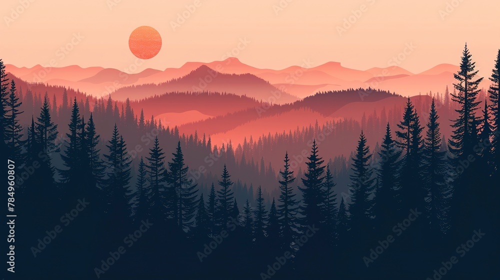 Minimalist Forest Landscapes: Simplified or stylized representations of forests, focusing on shape, line, and color over detail. 