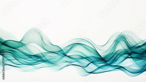 Colorful spectrum gradient wave lines in shades of deep teal, depicting connectivity and innovation in digital communication and technology, isolated on a white background. © Hamza