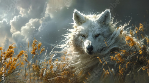 Ghost Wolf, Ethereal Guardian of Forgotten Lands, Drifting Through Misty Moors and Shadowy Valleys.