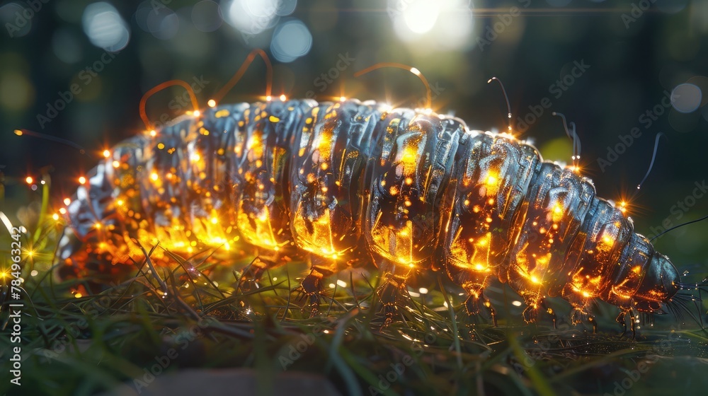 Caterpillar Engulfed in Golden Sunlight, Evoking a Sense of Warmth and Serenity. Caterpillar Engulfed in Golden Sunlight, Evoking a Sense of Warmth and Serenity.
