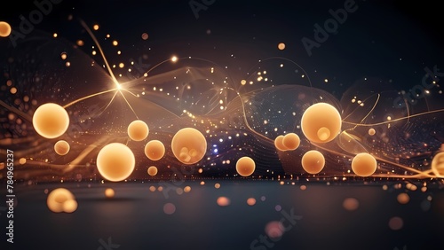 Particle technology background design, Abstract wave of particle dots, high technology and big data