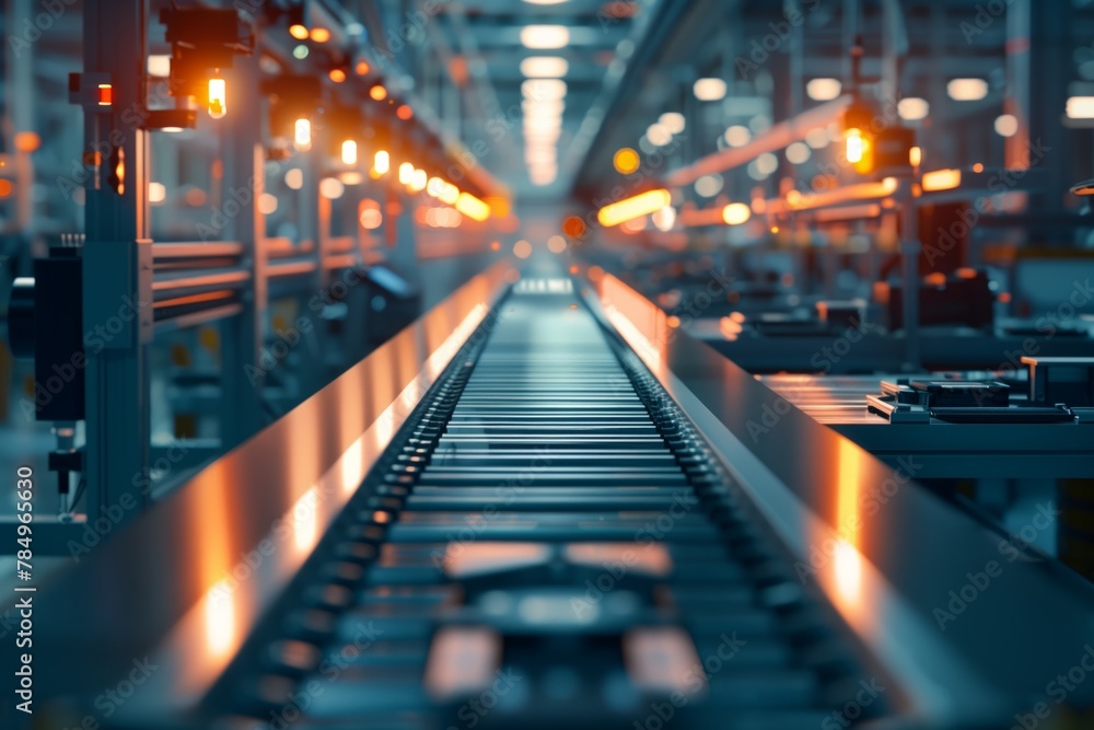 Modern factory production line with lights Modern factory production line with lights
