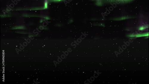 Green Northern Lights or Aurora Borealis overlay animation video with black background.
