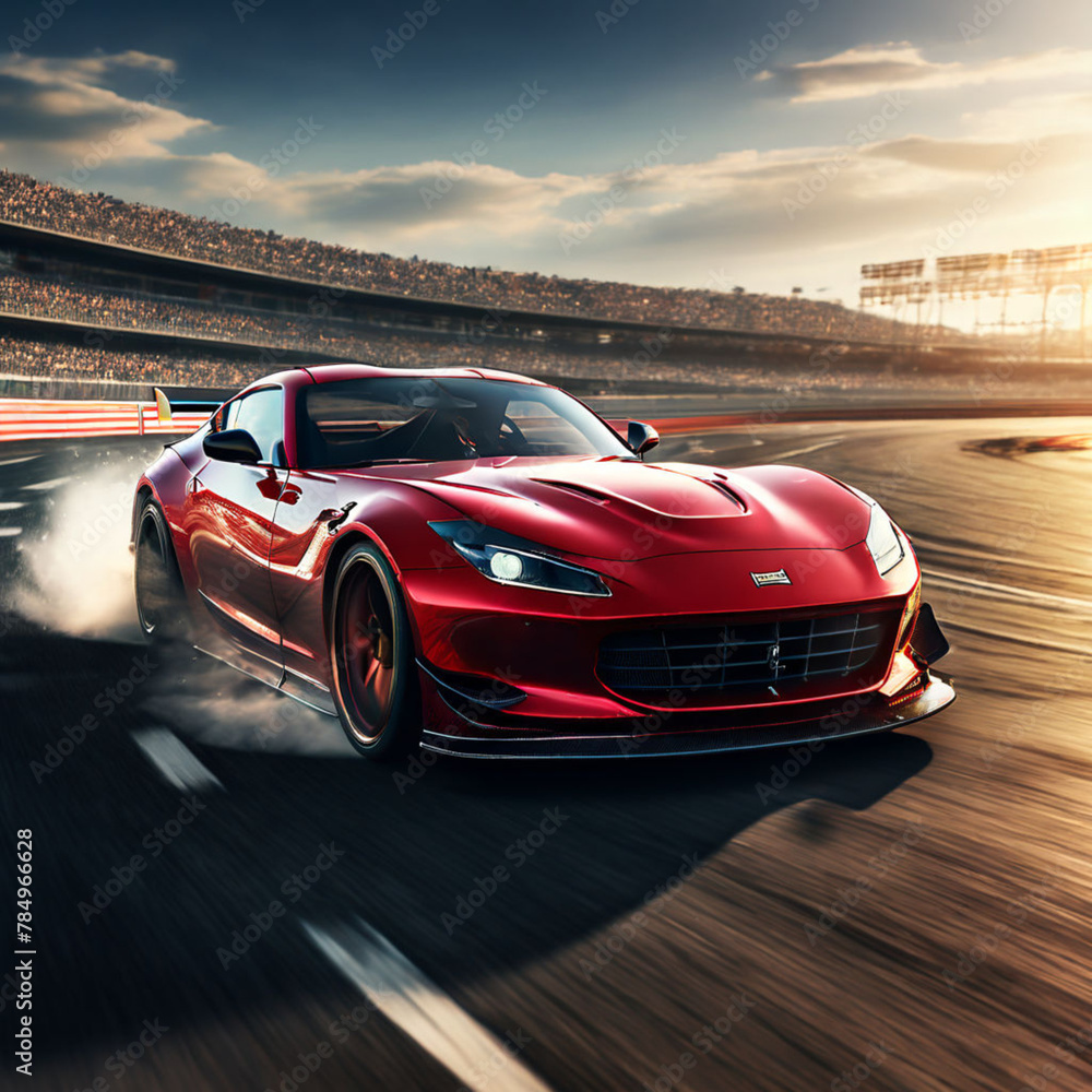 Obraz premium red car in motion
