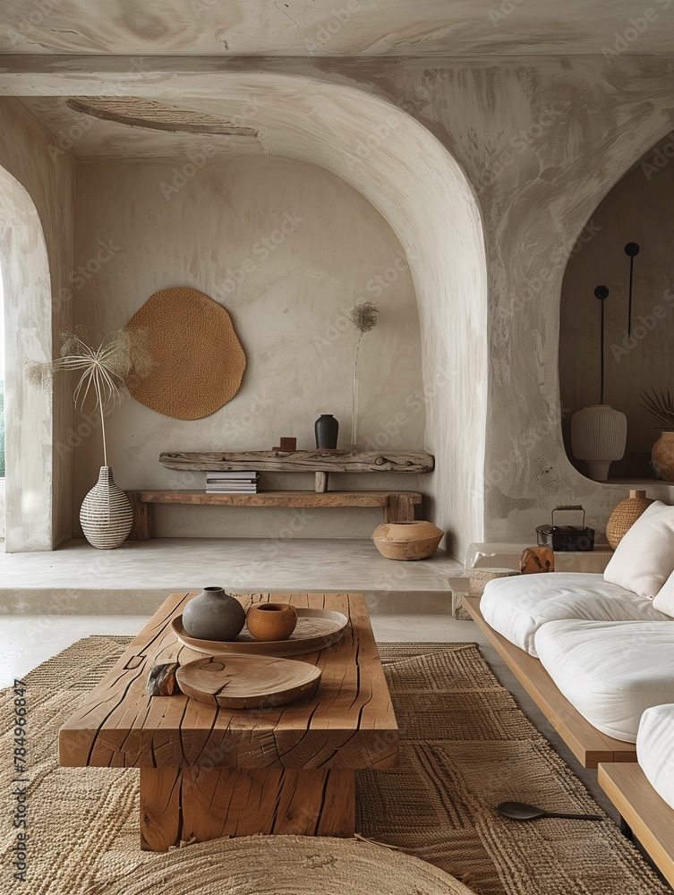 Modern Rustic Living Room Interior with Earthy Tones Modern Rustic Living Room Interior with Earthy Tones