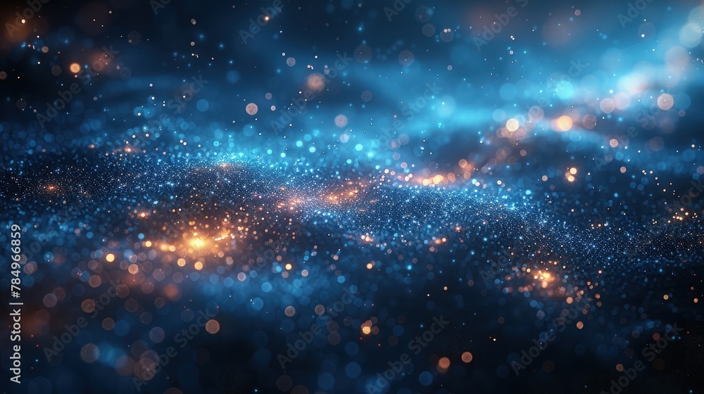 Fototapeta premium Sapphire Blue Bokeh. Rendered with Intricate Texture and Glowing Particle Effects.