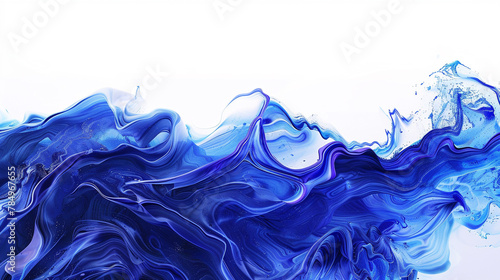 A vivid ultramarine abstract wave background with a white backdrop. photo