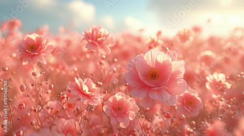 Floral Seamless Background. Cosmos Flower Field Seamless Background.