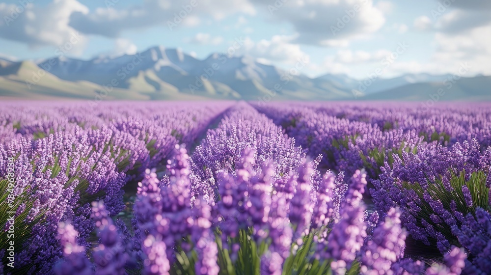 Fototapeta premium Floral Seamless Background. Lavender Field Seamless Background.