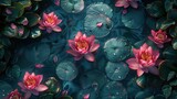 Floral Seamless Background. Lily Pond Seamless Background.